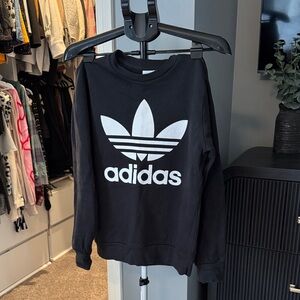 adidas Black Crewneck Sweatshirt with White Trefoil Logo